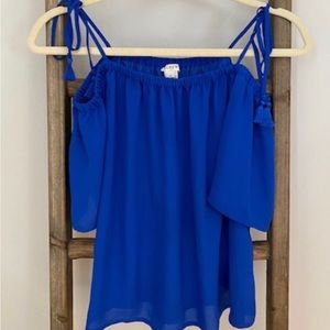 J.Crew Royal Blue Off the Shoulder Blouse